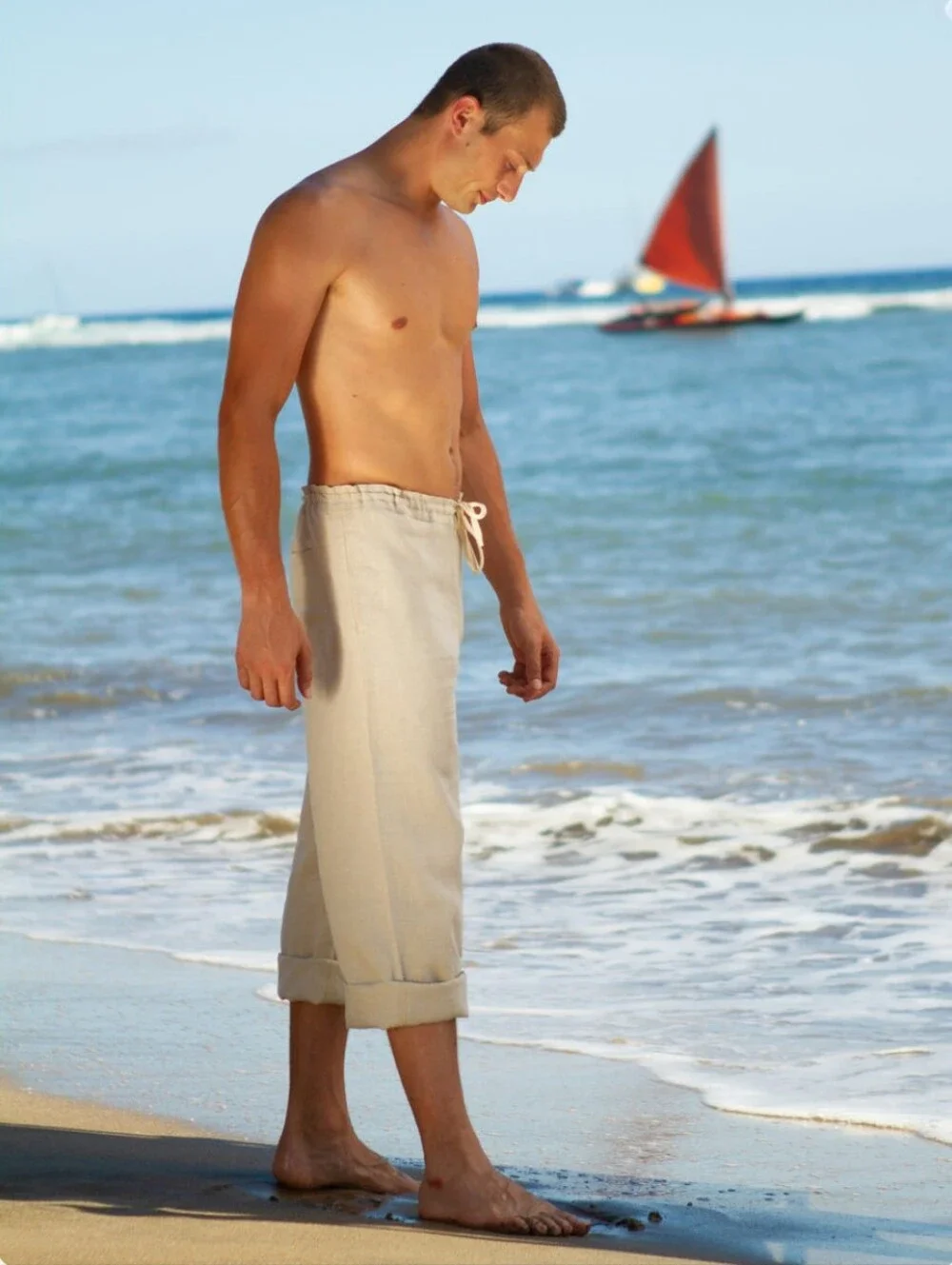 Island Imposter Natural Linen Riviera Pant- M (32 - 35)